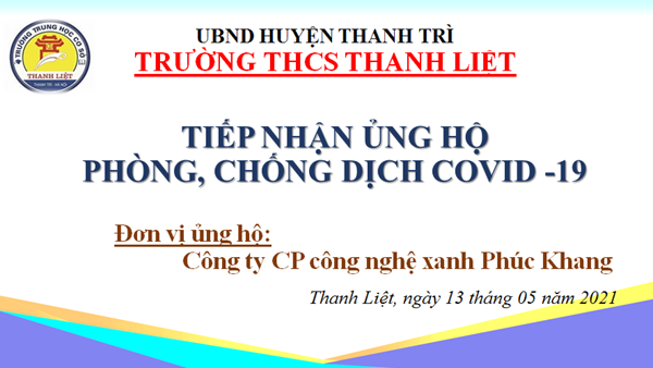Một số hình ảnh trường THCS Thanh Liệt tiếp nhận ủng hộ phòng chống dịch COVID - 19